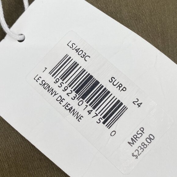 Frame Women’s Size 24 Le Skinny De Jeanne Green Coated Denim Jeans Surplus NWT - Picture 8 of 14